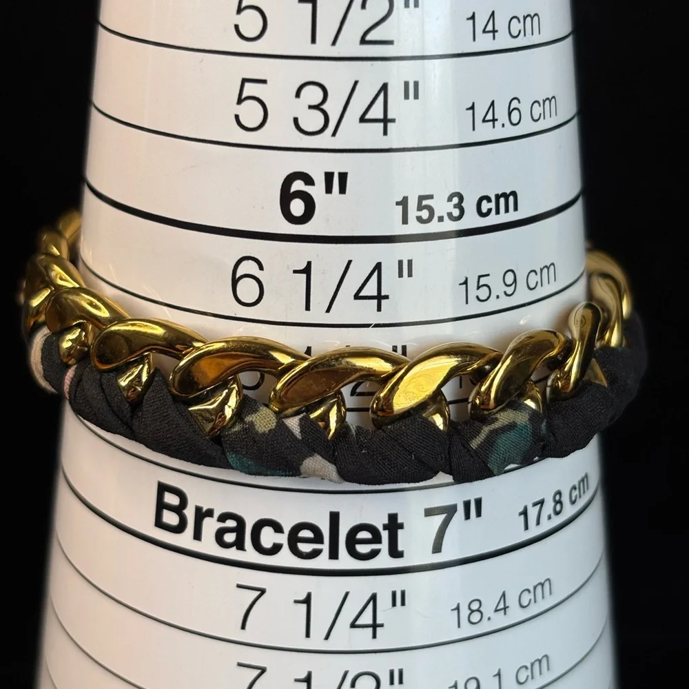 kate spade Gold Chain Bracelet with Black Woven Fabric Detail - Picture 8 of 9